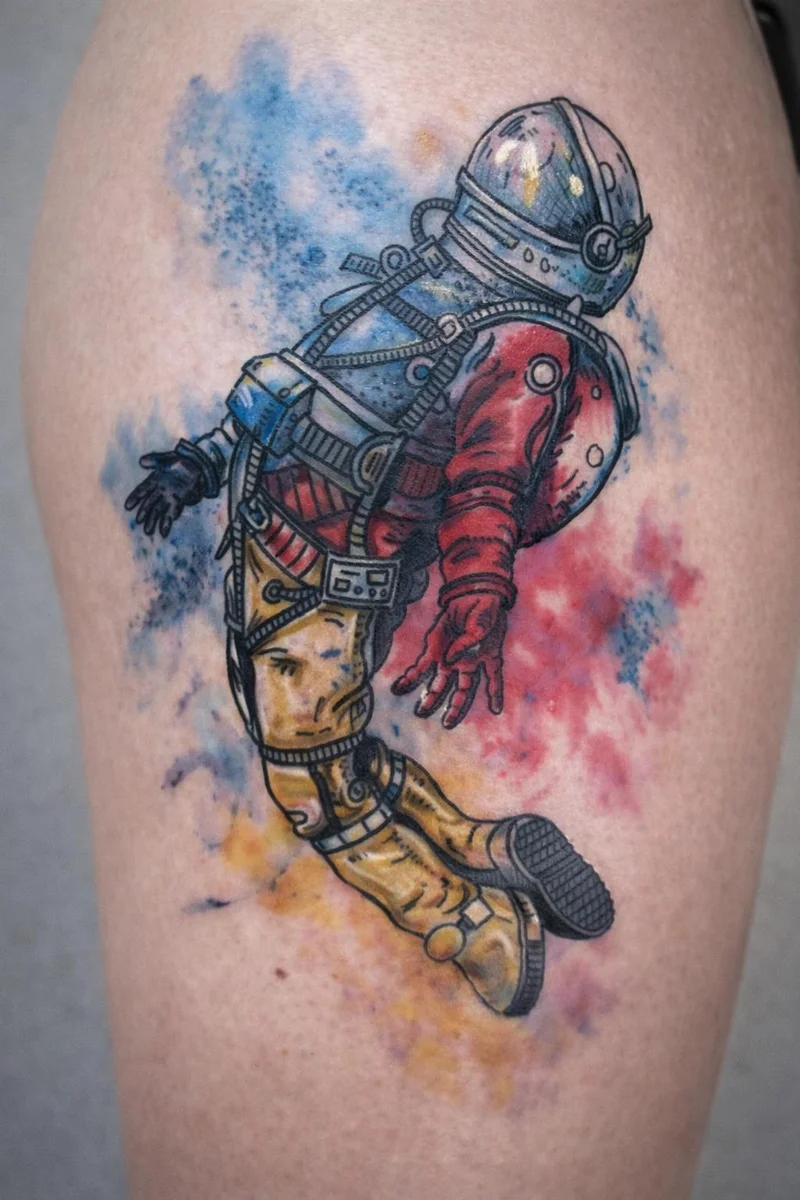 Astronot & İllüstrasyon Realizm Dövme